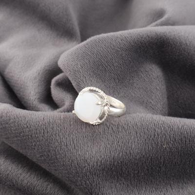 Milky Opal Gemstone Jewelry, Handmade Silver Beautiful Ring, 925 Solid Sterling Silver Jewelry, Meditation Ring Gift For Grandma