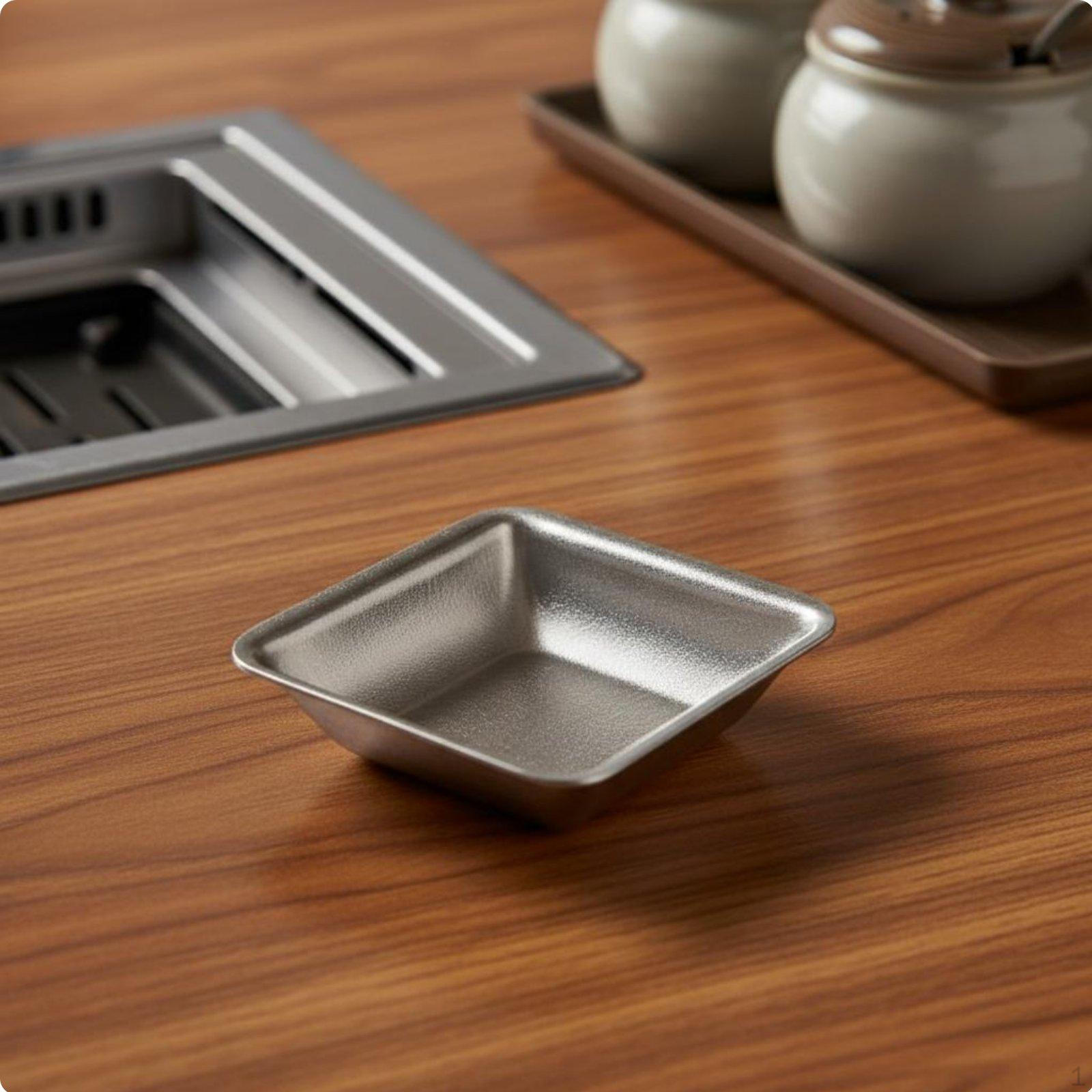 Stainless Steel Dipping Dish Grade Compartment Sauce Resistant Divided Plate for Retro 1-grid