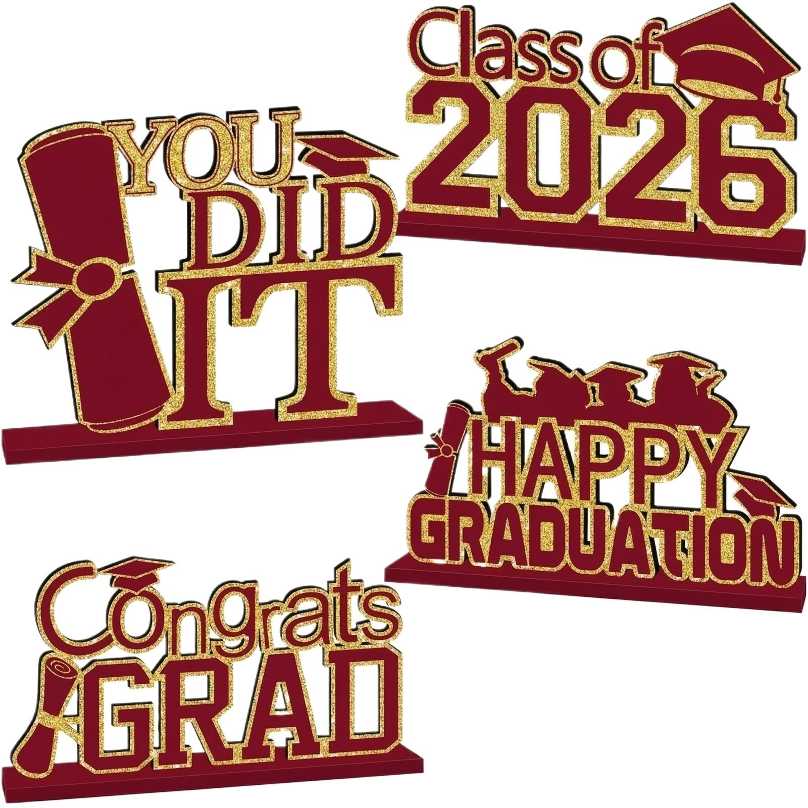 

4-piece Graduation Decoration Set, Graduation Table Decoration, Multi-tiered Tray Decoration, Suitable For The 2026 Graduation . винный