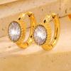Stainless Steel Earrings, Golden Oval-shaped Ladies' Earrings, Unique and Niche-style Accessories
