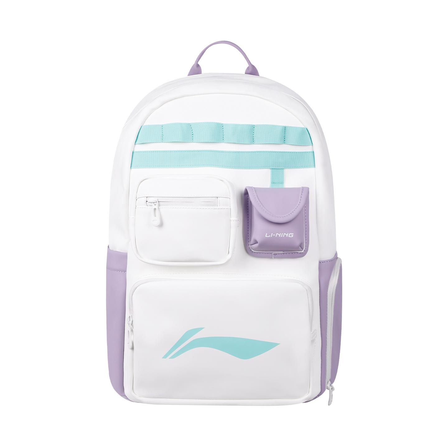 Li Ning Polyester Backpack Regular Women s White Purple ABSW227-3
