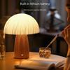 Creative New LED Wooden Mushroom Small Table Lamp Bedroom Bedside Solid Wood Atmosphere Decoration Lighting Fixture