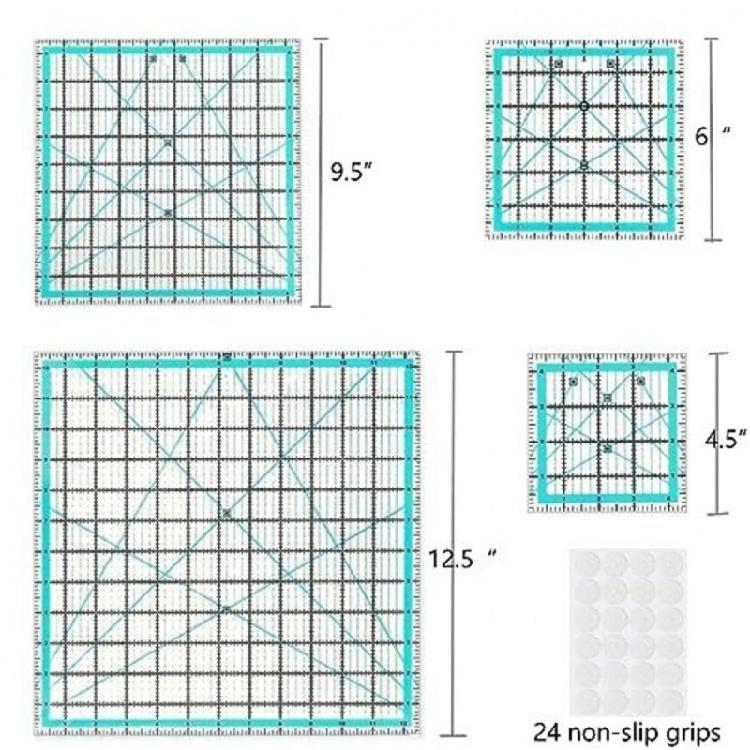 4Pcs Multipurpose Acrylic Sewing Ruler Set Quilting Templates Patchwork Measuring Tool For Fabric Cutting Sewing Craft