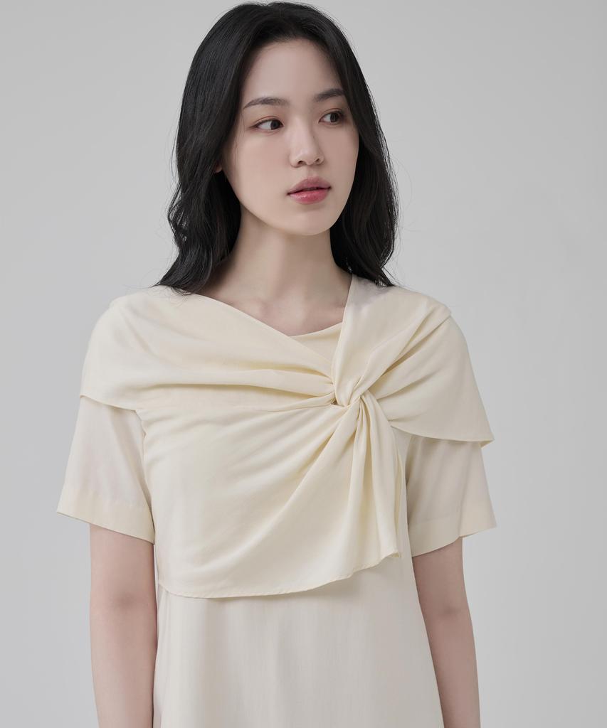 Hye Young Kim Silk Interlace Short Sleeve Dress - Ivory