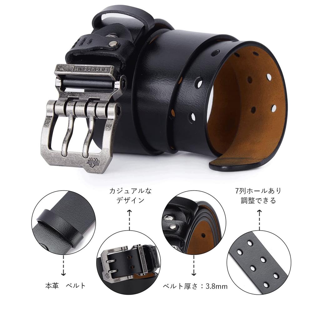 Genuine Leather Plus Casual Leather Jeans Work Adjustable Comes with Presentation Day Gift [BISON DENIM] Men's Belt, Sizes, Belt, Belt, Belt, Length,