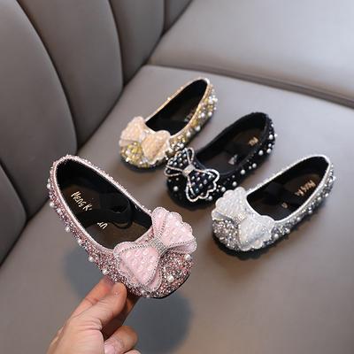 Nuovo stile autunnale da bambina elegante, scarpe basse da principessa con strass per bambine, scarpe in pelle, scarpe per esibizioni di danza
