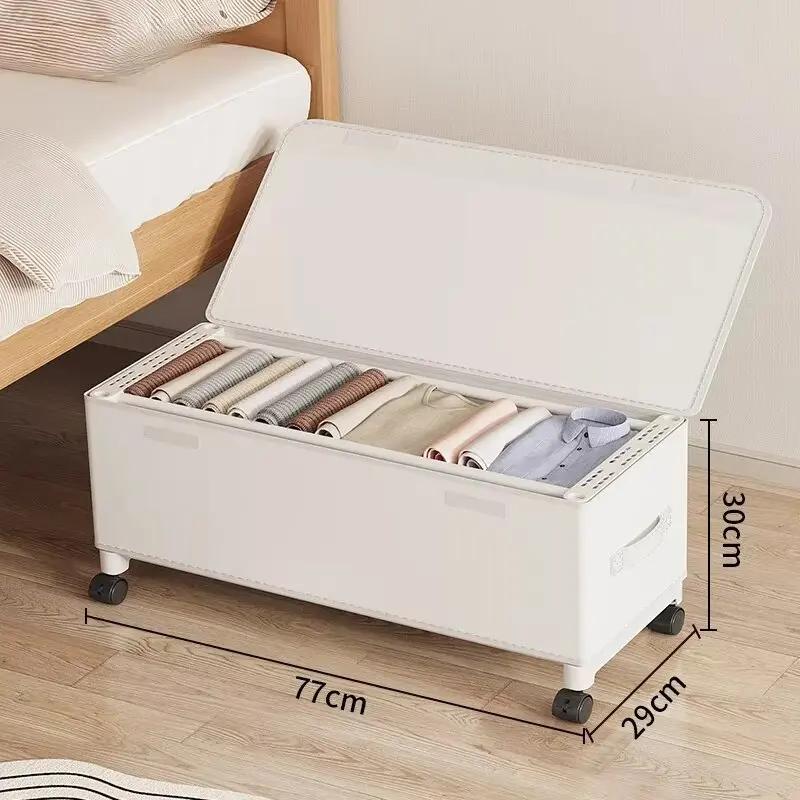 Mobile Under-bed Storage Organizer - Large Capacity Dust-proof Box with Wheels Practical Clothes & Toys Sorting Chest for Home