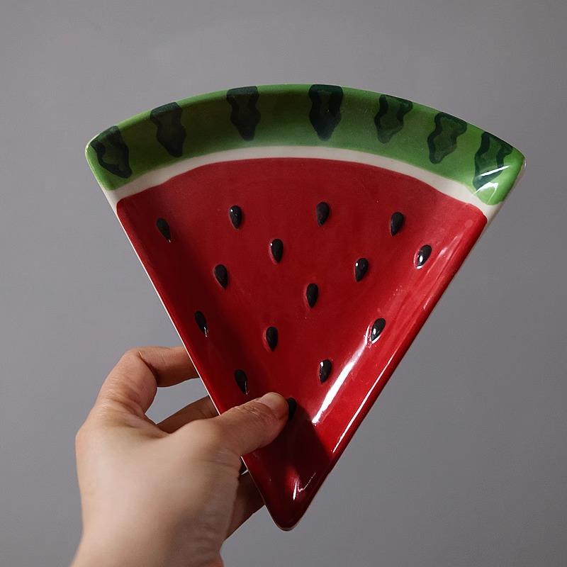 Watermelon Ceramic Relief Fruit Shaped Plate Cake Inventory Heart Plate Breakfast Cup Large Capacity Cup Rice Bowl