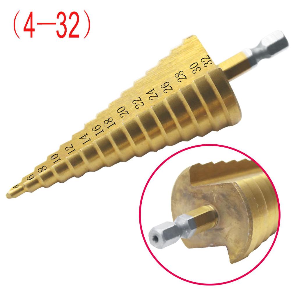 4-12 4-20 4-32mm HSS Titanium Step Drill Bit Conical Stage Drill For Metal Wood High Speed Stepped Drill Set Power Tools