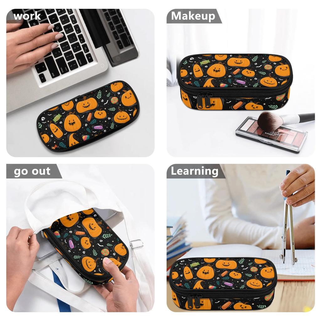 Pen Case Wear Resistant Polyester Portable Secure Zipper Closure with Main Compartment Mesh Pocket and Pen Slots for Students