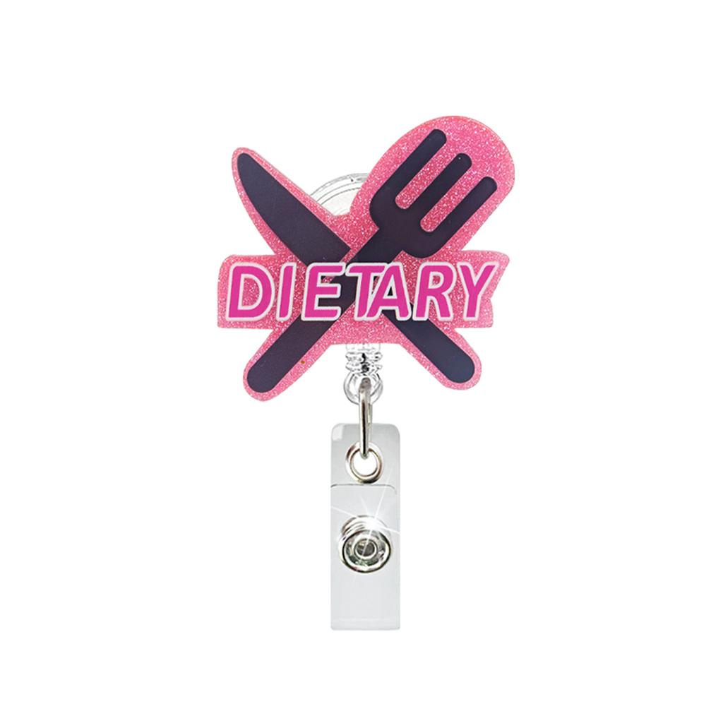 Glitter Acrylic Retractable Badge Reel Funny Nurse Teacher Id Badge Holder With Belt Clip Retractable Name Badge Reel For Worker