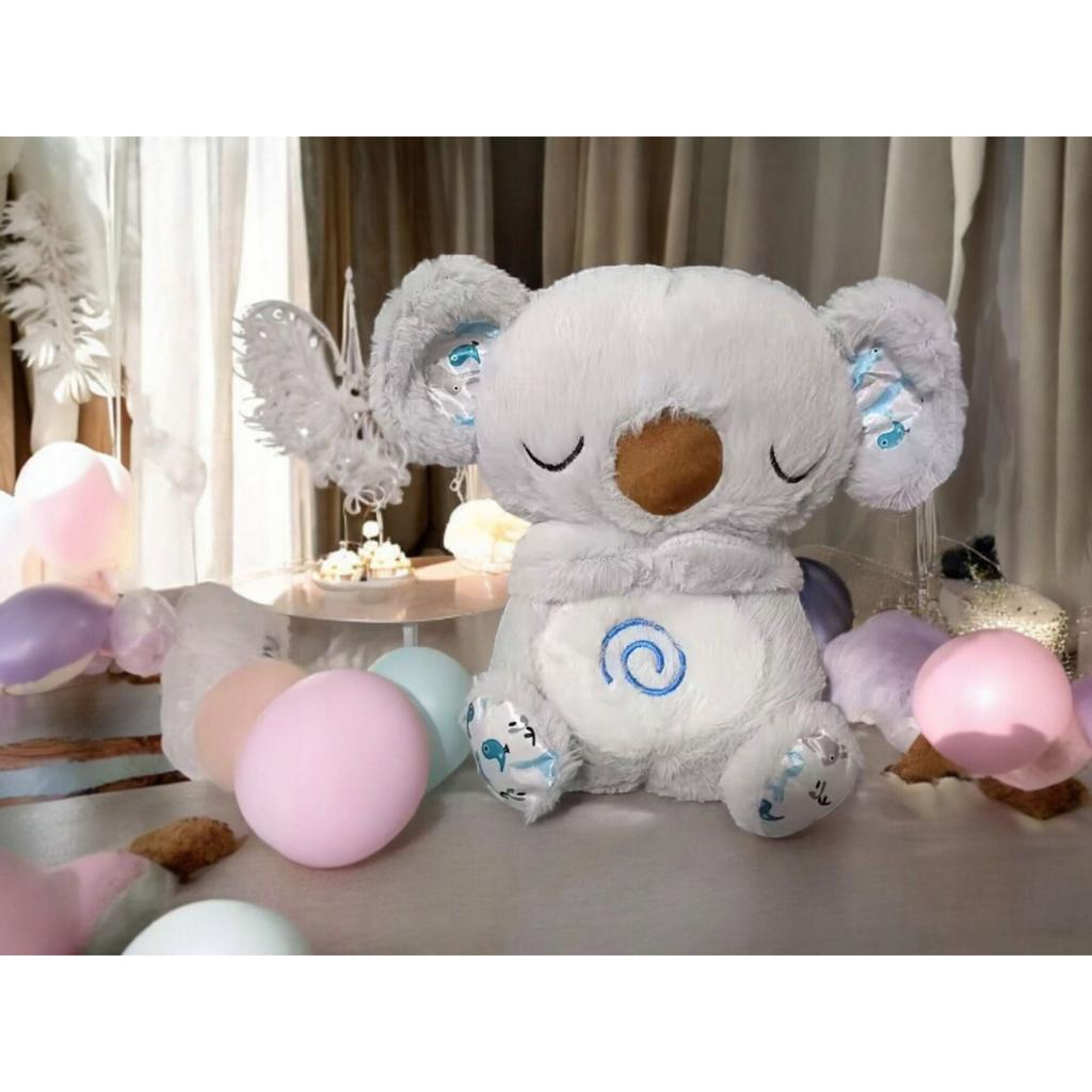 Simulated Breathing Koala Bear Plush Toy 25x15cm Brown Soother Stuffed Animal with Lullabies