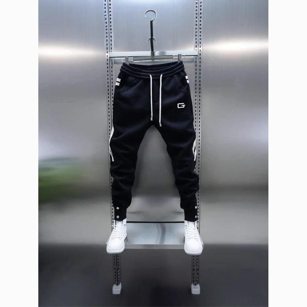 Spring Men's Fashion Embroidery Stitching Cuffed Sports Pants