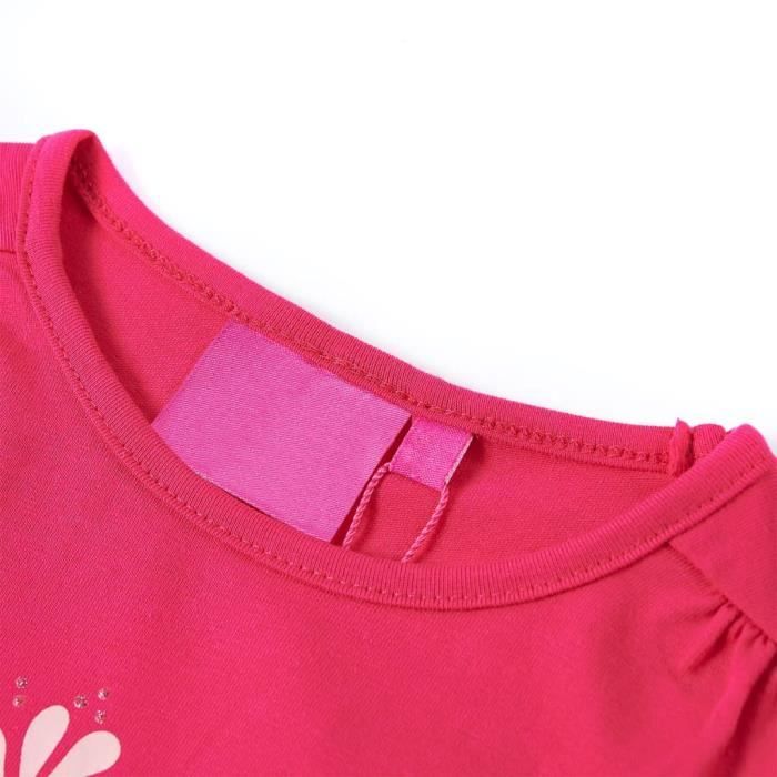 T-shirt pour enfants à manches longues imprimé floral 2 couleurs et 5 dimensions disponibles
