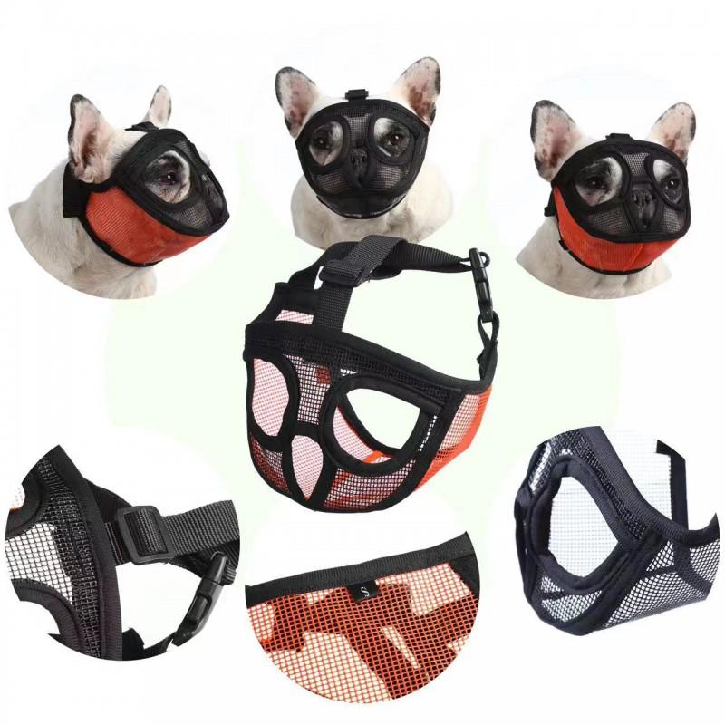 Adjustable Dog Muzzle Brachycephalic Breeds - Breathable Mesh Snout Cover To Prevent Biting Scavenging