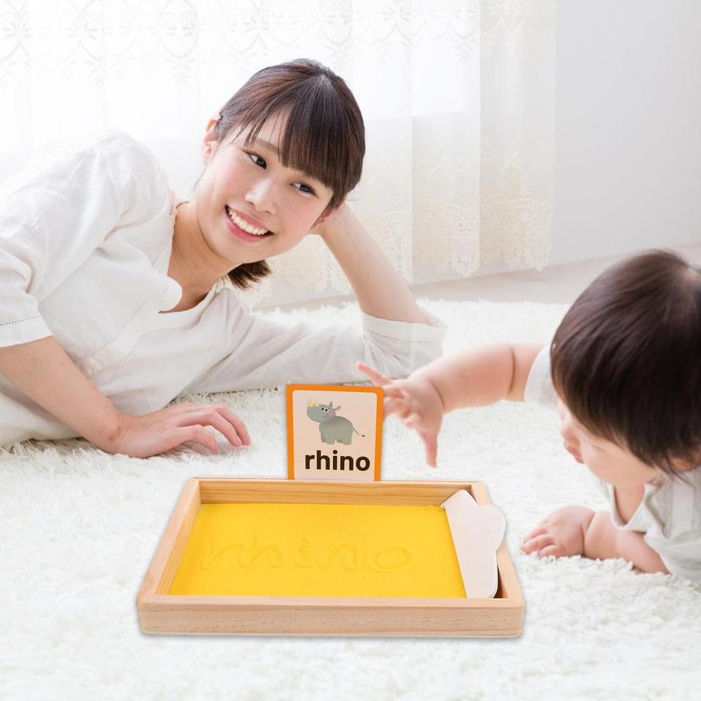 VICASKY 1 Set Sand Tray, Wooden Educational Montessori Sand Tray for Classroom Use, Early Education, Preschool Montessori Toys, Yellow