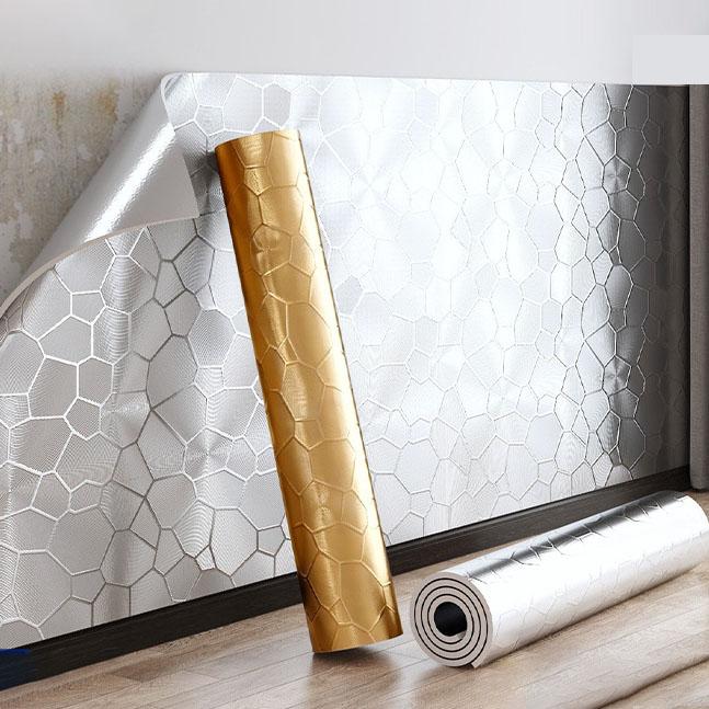 2.3mm Thick Metallic Self-Adhesive Wallpaper Waterproof Scratch-Resistant Vinyl Film Home Renovation, Living Room Bedroom Wall Decor