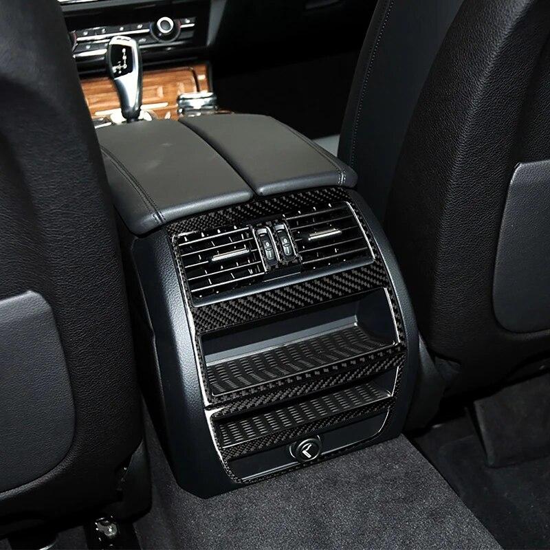 Rear Air Outlet Decoration Frame Vent Trim Strips Carbon Fiber Car Stickers For Series 5 BMW F10 2011-2017 Interior Accessories