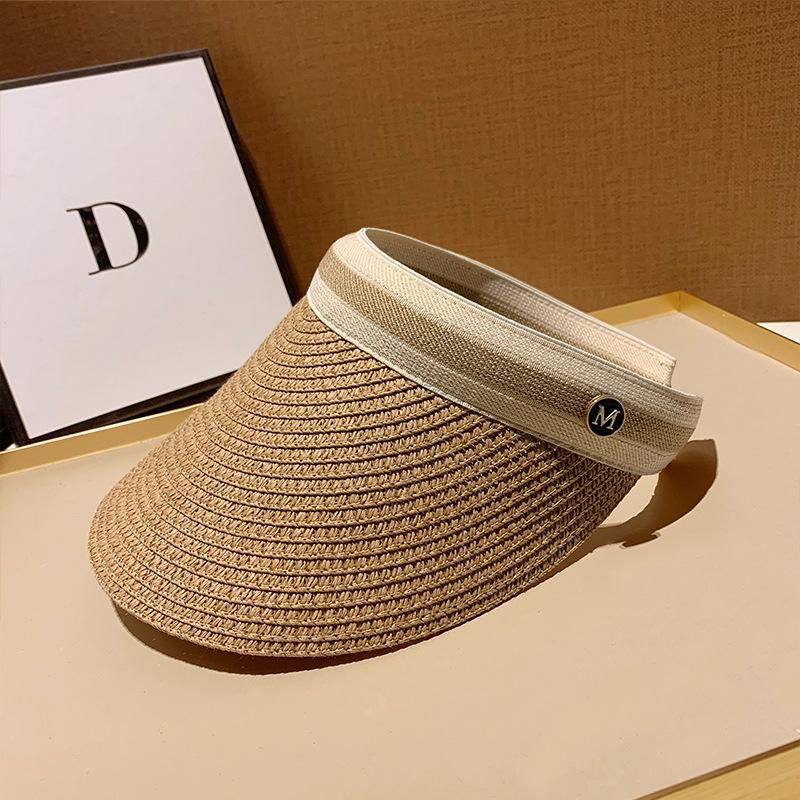 Women's Sun Protection Straw Visor Hat for Beach Vacation