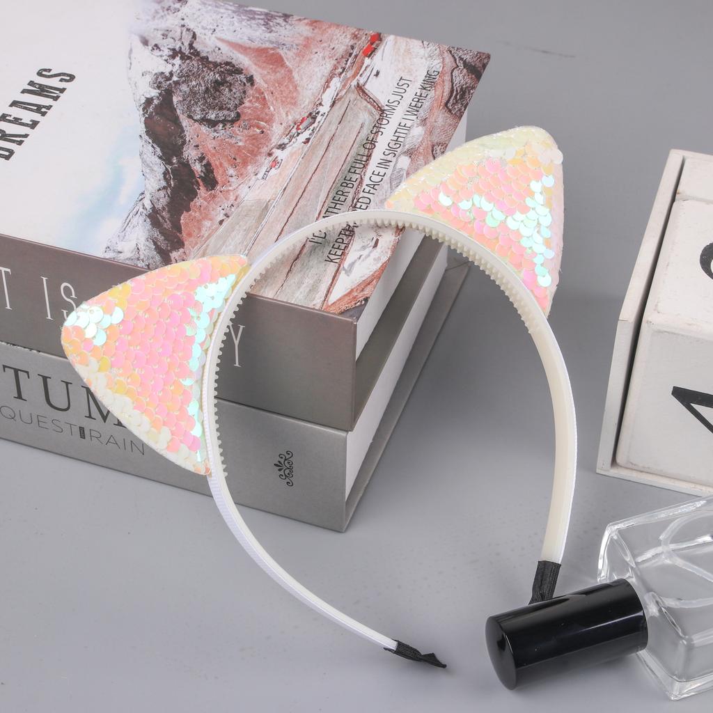 1PC Sequin Cat Ear Headbands Girls Party Hairbands Cute Glitter Cat Ear Hairband Kitty Headbands Kids Party Hair Accessories