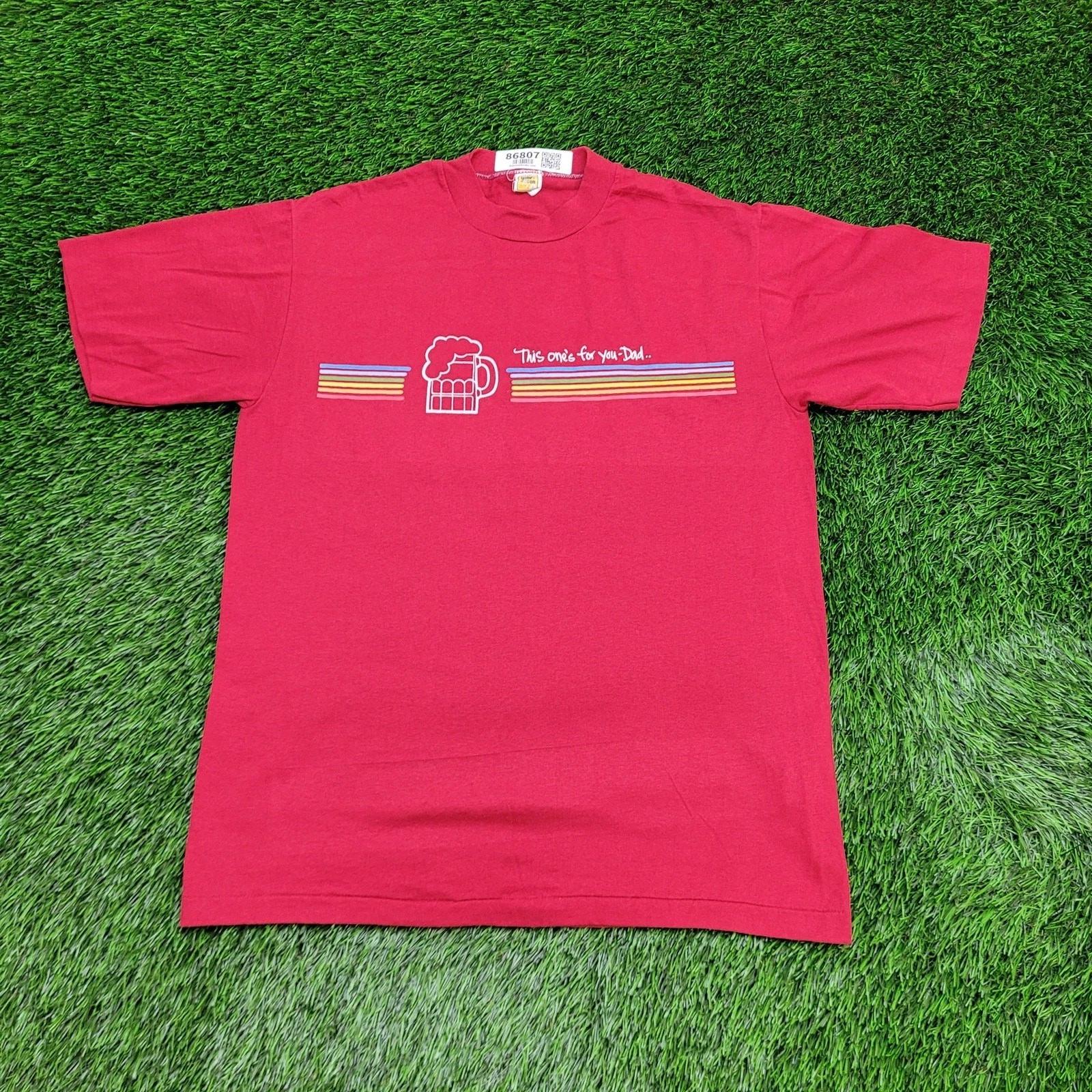 

Vintage 70s Beer Dad Shirt Medium 20x27 Red 4XL