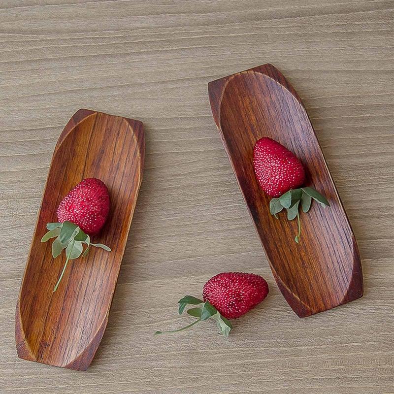 Dishwasher Safe Rectangular Party Plates Sushi Serving Tray Wooden Serving Plate