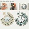 3D Peacock Wall Clock Metal Watch Diamond Flower Home Living Room Office DIY Clocks Crafts Ornaments Gift 38x38cm J1Z2R5