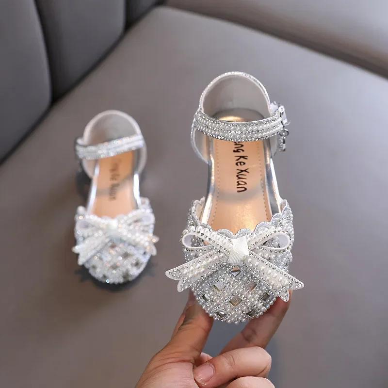 

Girls Sandals Summer Children Dress Shoes Teen Girls Beach Sandal Kids Shoes Party Sandal Infant Primary School Student H06151 21 серебряный