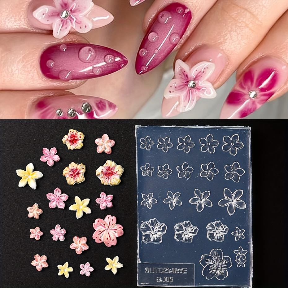 

3D Шарм Силиконовая Форма для Лепки Ногтей - Пятилепестковый Островной Цветок Яйца и Дизайн Сакуры Штамповочная Пластина для DIY Маникюра, Инструменты для Нейл-Арта