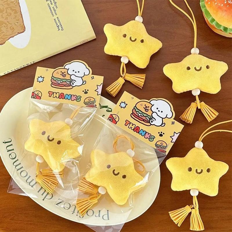Cartoon Plush Star Pendant Gift Hangings Ornament Yellow Plush Hangings Bag Accessories Bag Pendnat Car Keys Accessories