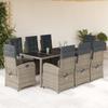 Vidaxl 9-Cz. Conjunto de Muebles de Jardín con Cojines, Gris, Ratán PE