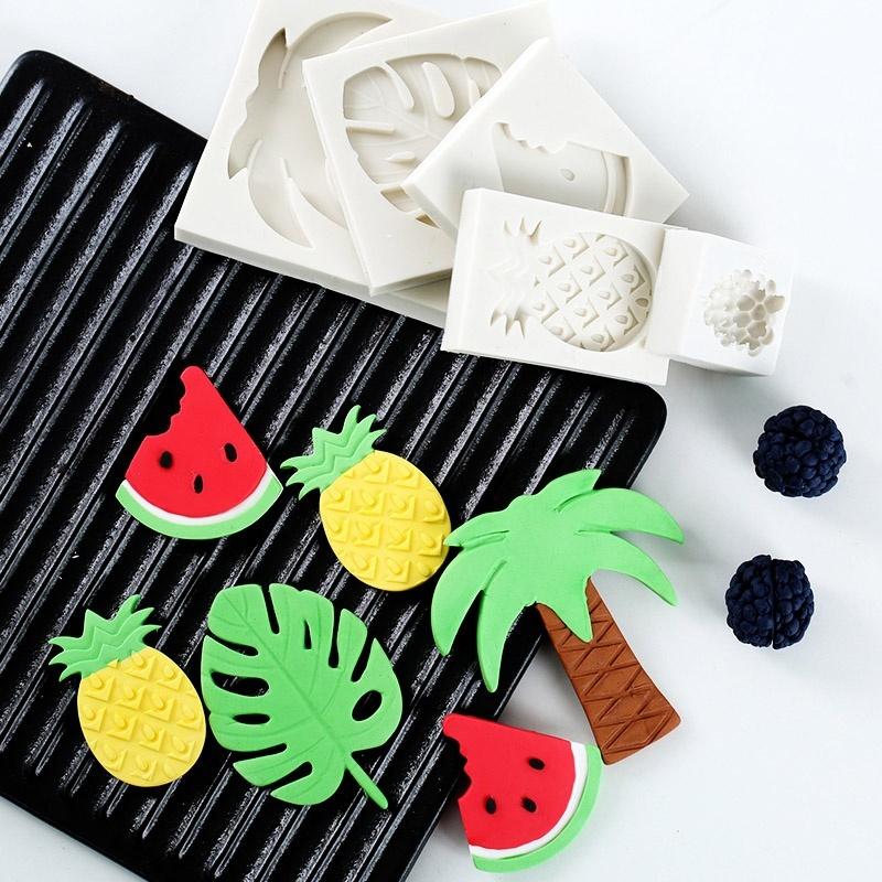 Pineapple Flower leafs veiner silicone cake mold fondant sugar mould gum paste coconut tree
