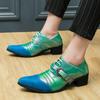 New Fashion Blue Green Men's High Heel Dress Shoes Chelsea Leather Shoes Brand Party Prom Shoes Luxury Designer Business Shoes