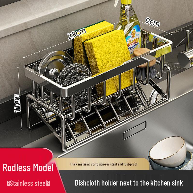 Sink Organizer Rack: Dishcloth Drain, Faucet Storage, Dishwashing Detergent & Steel Wool Holder