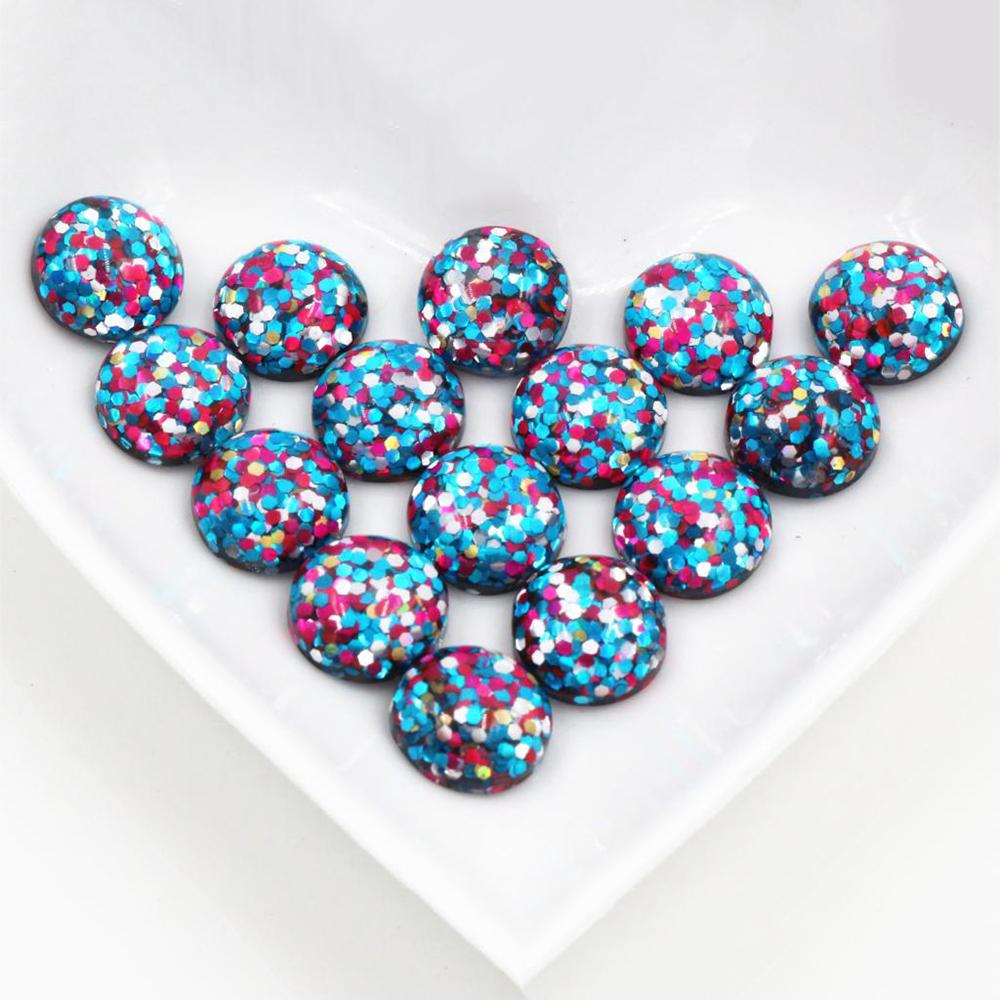 40pcs 12mm Resin Cabochons Dome Sequin Build-in DIY Jewelry Making Accessories Findings for Necklace Earrings
