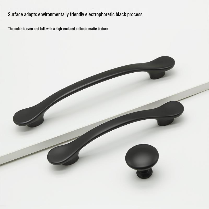 American Black Handle for Cabinets & Drawers: Minimalist Single Hole Design
