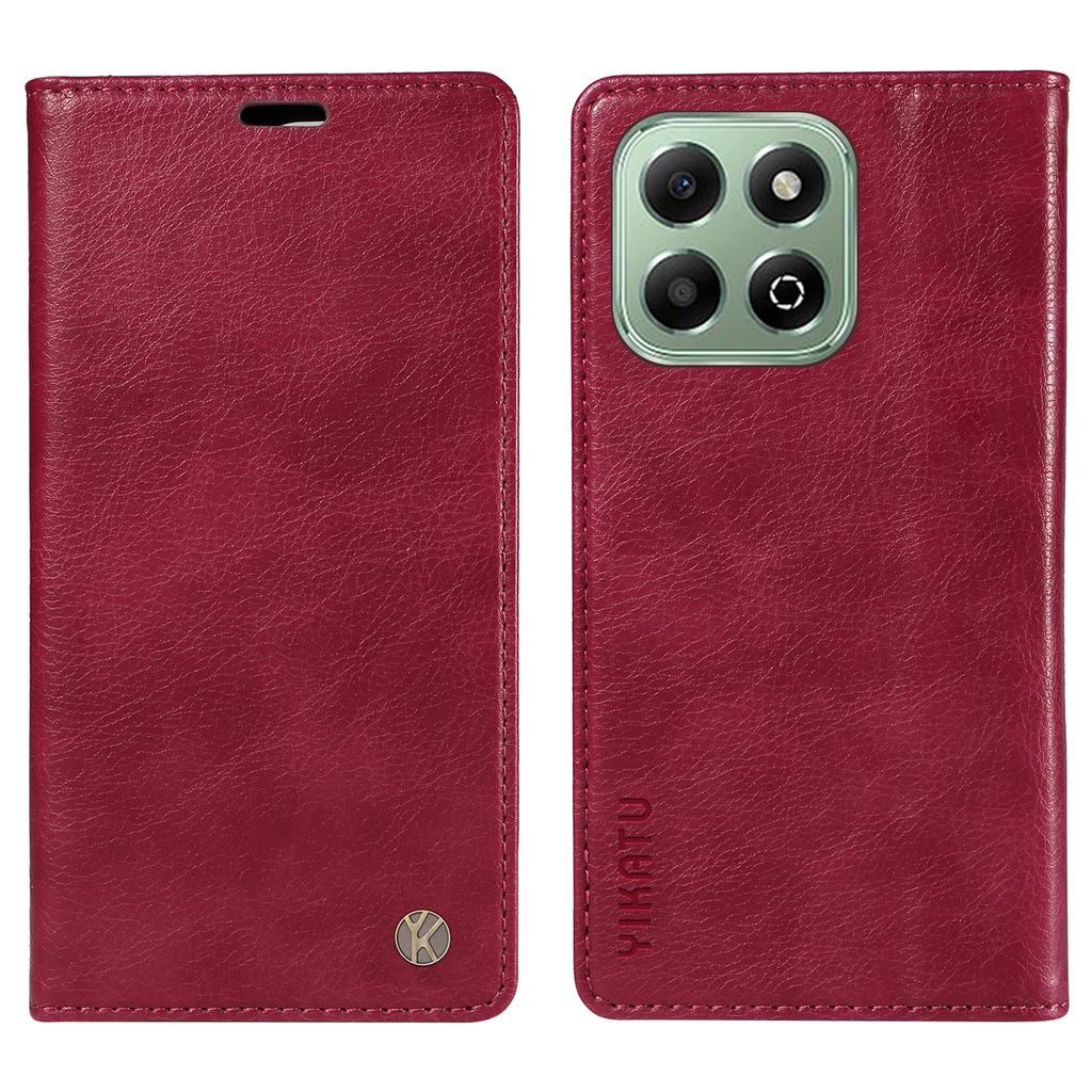 YIKATU YK-006 For Honor X6b 4G Case Wallet Litchi Grain Leather Phone Cover Magnetic Auto-Absorbed
