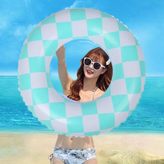 Kids Swimming Ring Thickened Inflatable Safe Swim Trainer PVC Chess Grid Kids Swimming Circle Outdoor Supplies