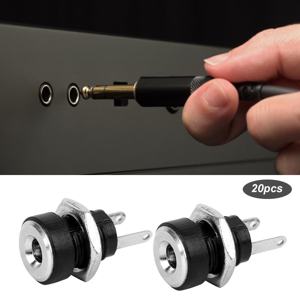 20Pcs DC?022B Power Supply Female Jack Socket Thread WNut Copper Panel Mount Connector