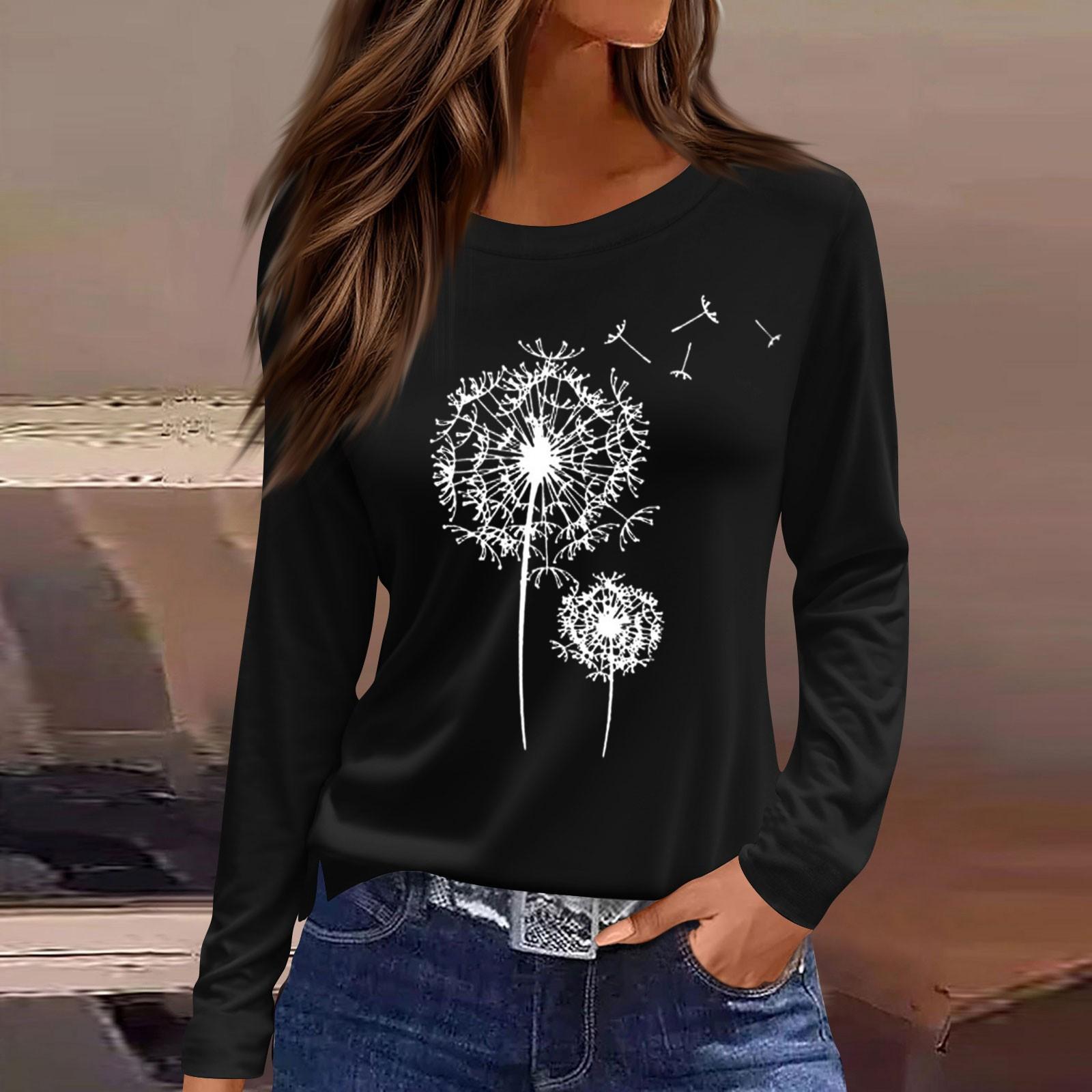 

Женская модная повседневная блузка с длинным рукавом и круглым вырезом, пуловер с принтом XXL чёрный