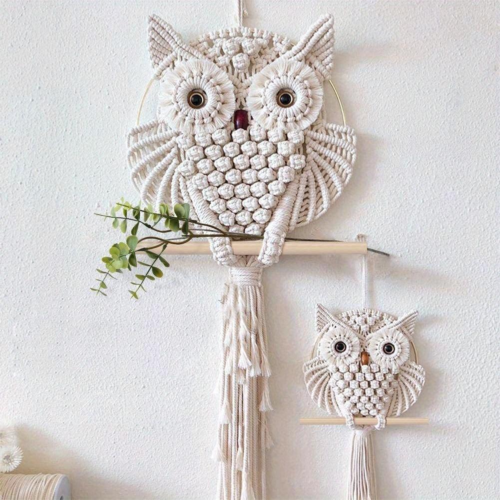 1PC Owl Handwoven Tapestry Wall Decor Bohemian Nordic Style Home Decor Tapestry Cotton Rope Suitable for Gifts for Friends, Colleagues and Family