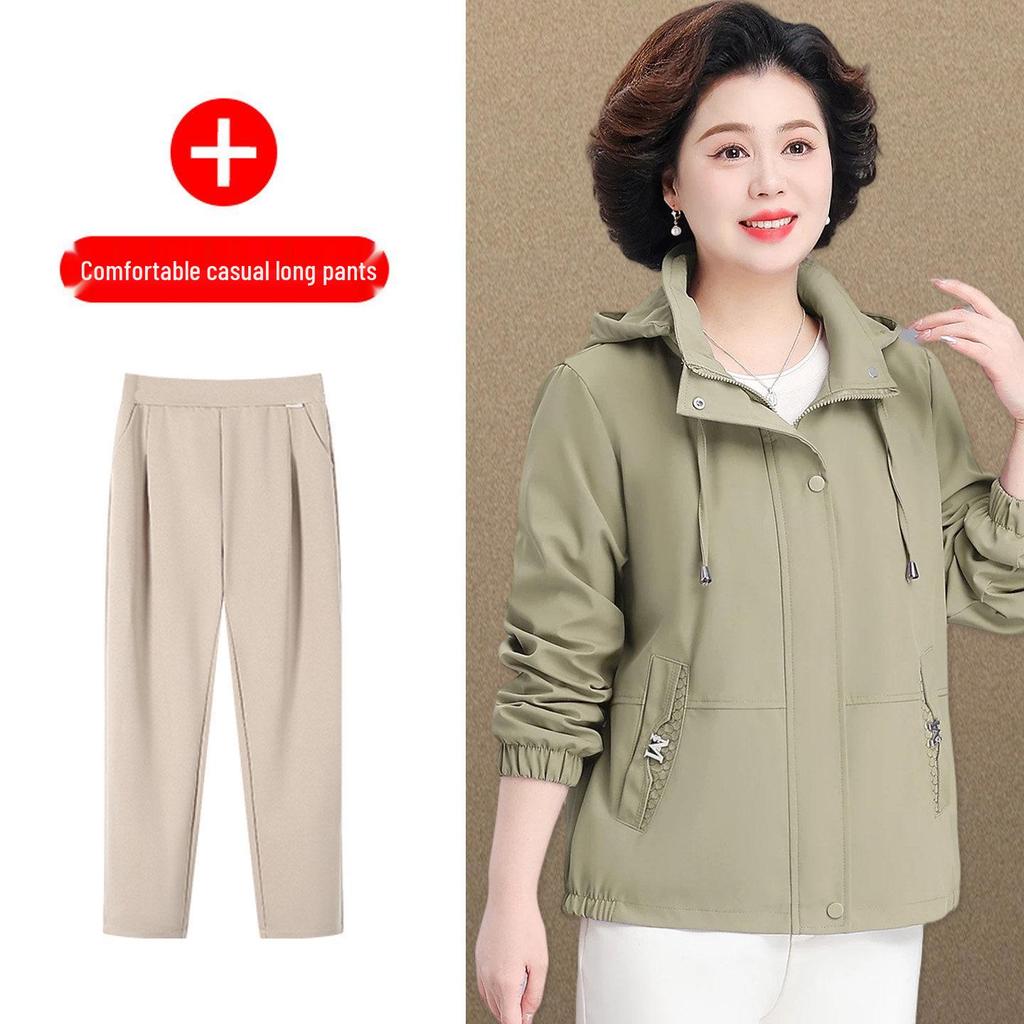 Mother's Day 2026 Stylish Hooded Windbreaker for Middle-Aged Women