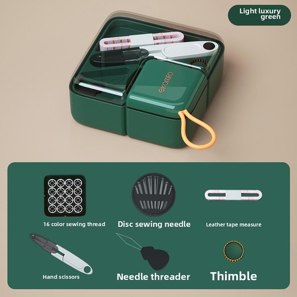 Mini Travel Sew Kits With Storage Box Sewing Thread Needle Threader Scissors Set Multi Compartments Design Sewing Kit
