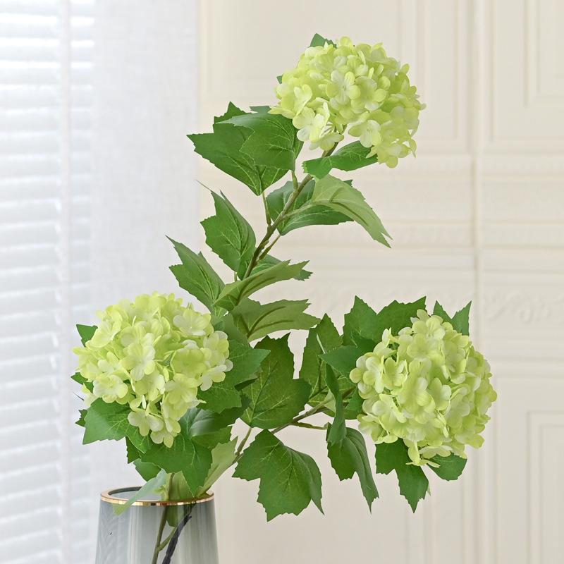 3 Heads Artificial Hydrangea Bouquet Faux Silk Hydrangea Flowers Summer Floral for Home Wedding Table Centerpiece Party Decor