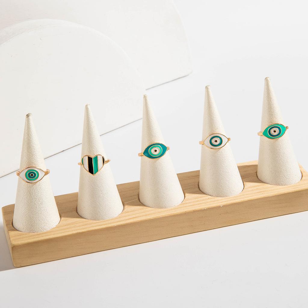 Fashion Dripping Eyes Love Ring Set Creative Geometric Round Butterfly Joint Ring Seven-Piece Set