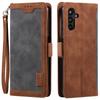 Phone Case for Samsung Galaxy A54 5G Retro Color Splicing PU Leather Flip Stand Wallet Cover with Strap