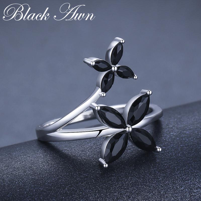 Black Awn Klassische Ringe mit schwarzem Steinschmuck für Damen