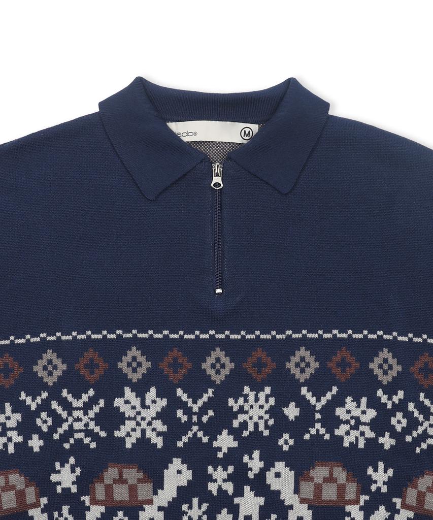 GLACK Gnt049 Turtles Fair Isle Nordic Knit (Navy)