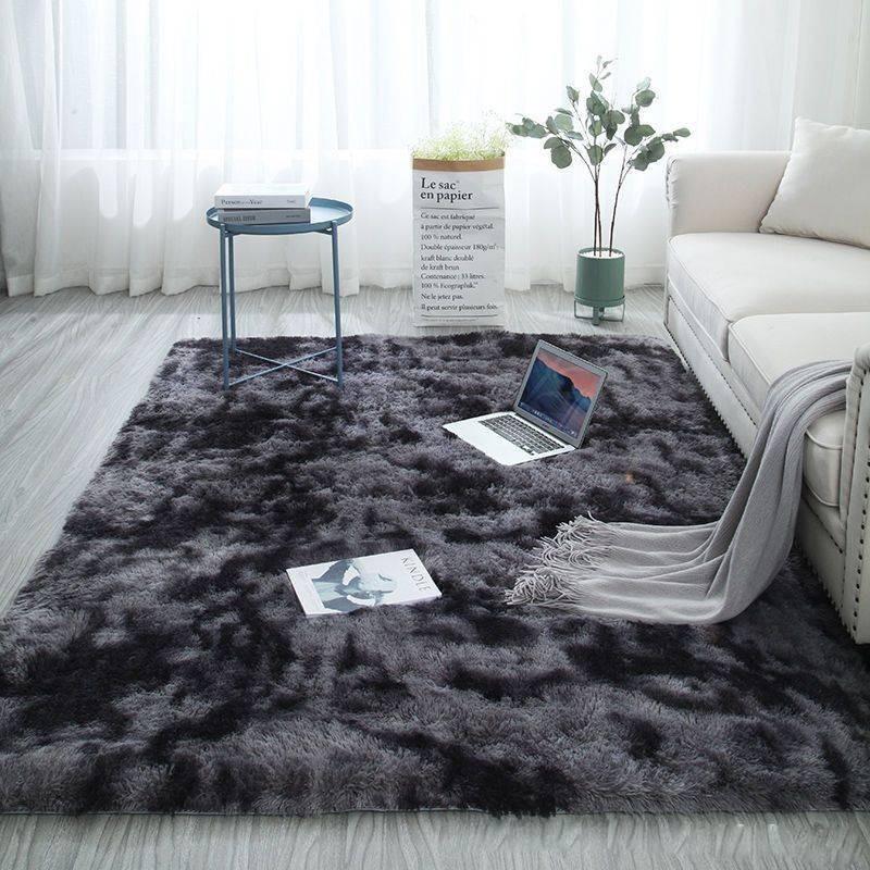 

Soft And Plush Nordic Style Polyester Carpet For Bedroom Living Room And Study Room Easy To Clean Water Washable Black