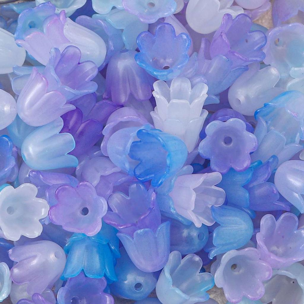 100 stk/pose Akryl Windbell Morning Glory Blomster Perler Charms for øredobber Armbånd DIY smykker håndverk